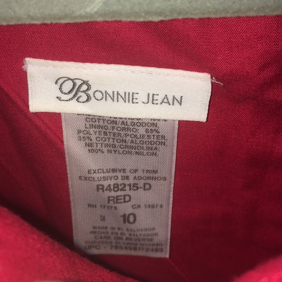 Bonnie Jean Girls Dress Red Flower Print Bow - Picture 3 of 3